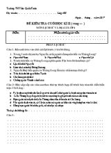 Bài kiểm tra Cuối học kỳ II môn Lịch sử và Địa lí Lớp 4 - Năm học 2016-2017 - Trường Tiểu học Trần Quốc Toản